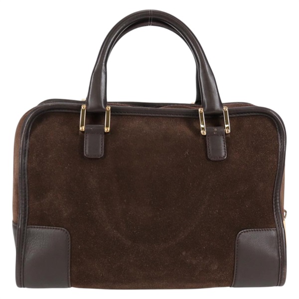 LOEWE アマソナ 28 ハンドバッグ ブラウン ゴールド スエードの画像1
