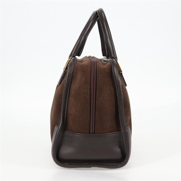 LOEWE アマソナ 28 ハンドバッグ ブラウン ゴールド スエードの画像2