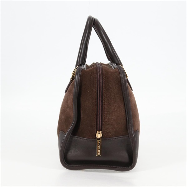 LOEWE アマソナ 28 ハンドバッグ ブラウン ゴールド スエードの画像3