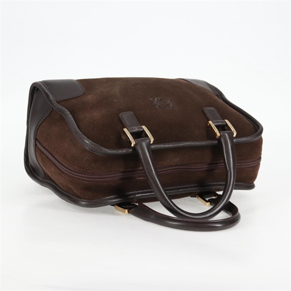 LOEWE アマソナ 28 ハンドバッグ ブラウン ゴールド スエードの画像4