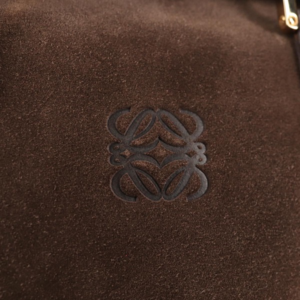 LOEWE アマソナ 28 ハンドバッグ ブラウン ゴールド スエードの画像7