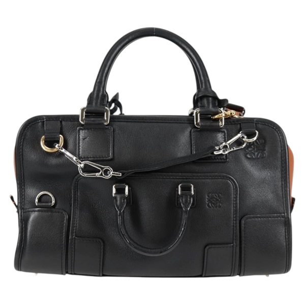 LOEWE アマソナ 28 マルチプリケーション ハンドバッグ ブラック ブラウン ゴールド レザーの画像1