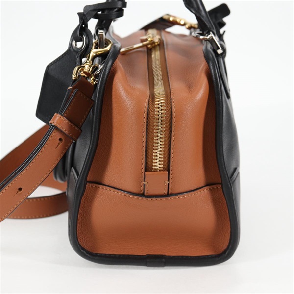 LOEWE アマソナ 28 マルチプリケーション ハンドバッグ ブラック ブラウン ゴールド レザーの画像3