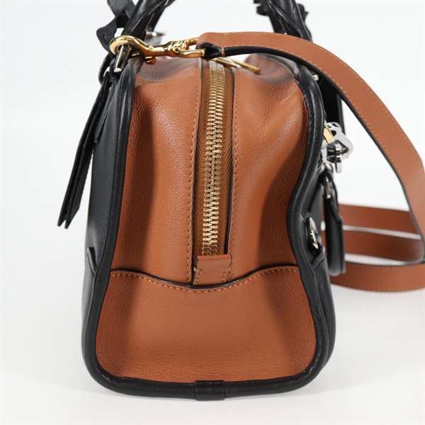 LOEWE アマソナ 28 マルチプリケーション ハンドバッグ ブラック ブラウン ゴールド レザーの画像4