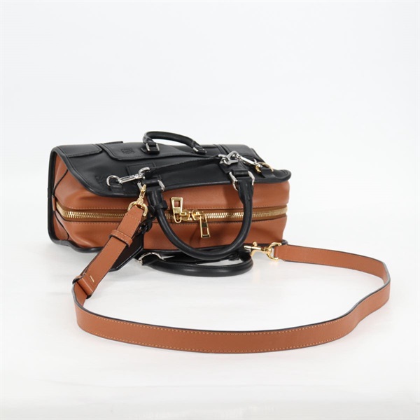 LOEWE アマソナ 28 マルチプリケーション ハンドバッグ ブラック ブラウン ゴールド レザーの画像5