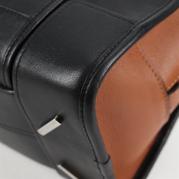 LOEWE アマソナ 28 マルチプリケーション ハンドバッグ ブラック ブラウン ゴールド レザーの画像7
