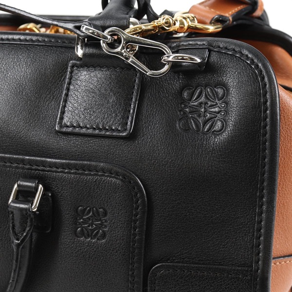 LOEWE アマソナ 28 マルチプリケーション ハンドバッグ ブラック ブラウン ゴールド レザーの画像8