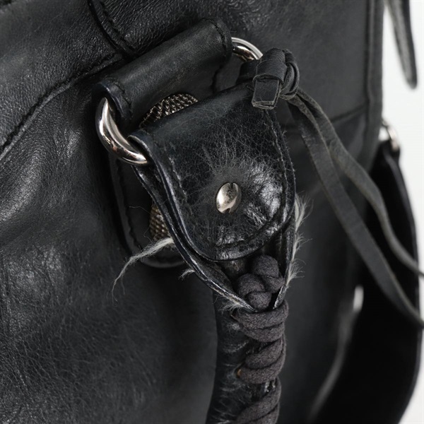 BALENCIAGA ジャイアント シティ ハンドバッグ ブラック シルバー レザーの画像8