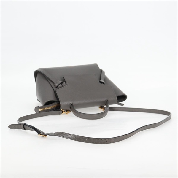 CELINE ベルトバッグ ナノ ハンドバッグ グレー ゴールド グレインドカーフの画像4