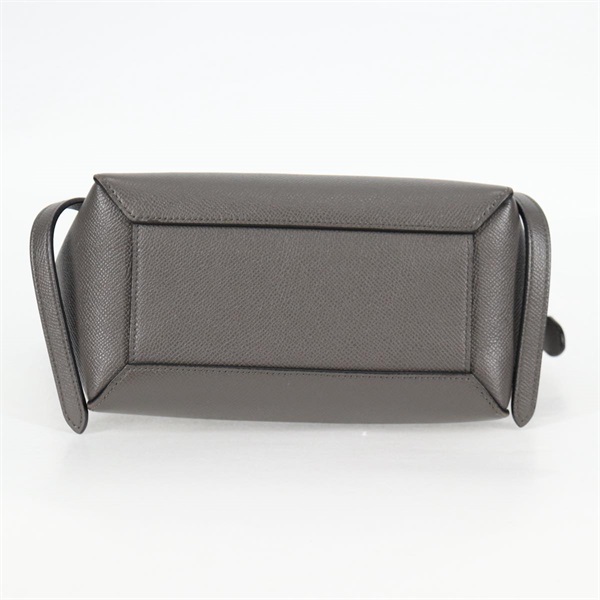 CELINE ベルトバッグ ナノ ハンドバッグ グレー ゴールド グレインドカーフの画像5