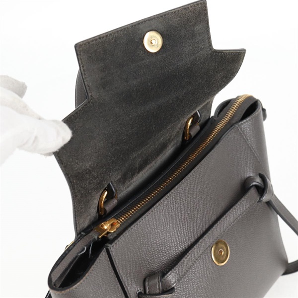 CELINE ベルトバッグ ナノ ハンドバッグ グレー ゴールド グレインドカーフの画像8