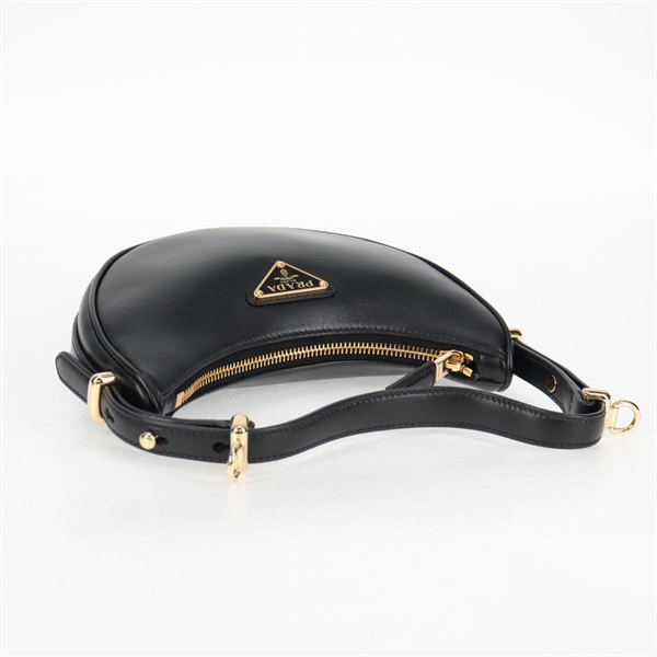 PRADA アーケ ミニ ショルダーバッグ ブラック ゴールド ナッパーレザーの画像4