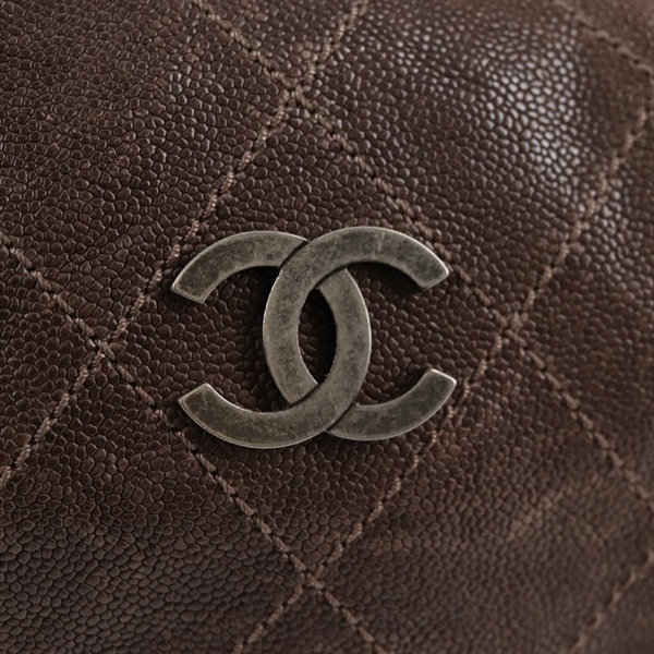 CHANEL マトラッセ ショルダーバッグ ブラウン シルバー キャビアスキンの画像7