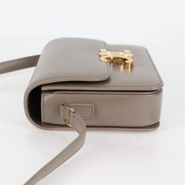 CELINE トリオンフ ティーン ショルダーバッグ グレージュ ゴールド シャイニーカーフスキンの画像3