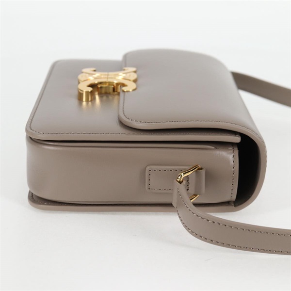 CELINE トリオンフ ティーン ショルダーバッグ グレージュ ゴールド シャイニーカーフスキンの画像4