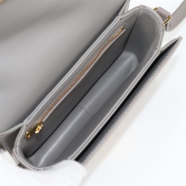 CELINE トリオンフ ティーン ショルダーバッグ グレージュ ゴールド シャイニーカーフスキンの画像10