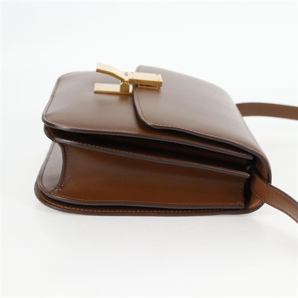 CELINE クラシックボックス ミディアム ショルダーバッグ ブラウン ゴールド レザーの画像5