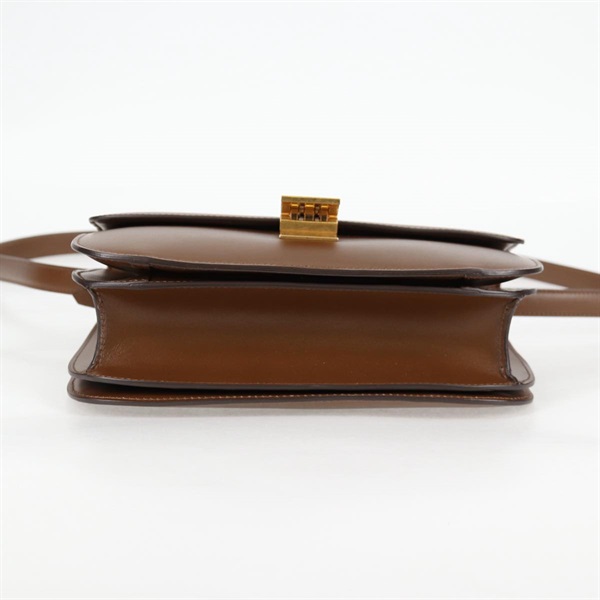 CELINE クラシックボックス ミディアム ショルダーバッグ ブラウン ゴールド レザーの画像7