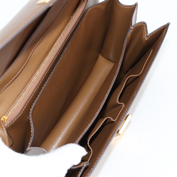 CELINE クラシックボックス ミディアム ショルダーバッグ ブラウン ゴールド レザーの画像11