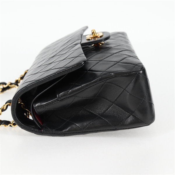 CHANEL マトラッセ ダブルフラップダブルチェーン 25 ショルダーバッグ ブラック ゴールド ラムスキンの画像3