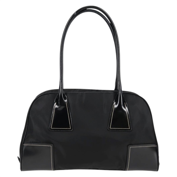 PRADA ロゴ ミニボストン トートバッグ ブラック シルバー テスートの画像1