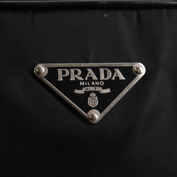 PRADA ロゴ ミニボストン トートバッグ ブラック シルバー テスートの画像7