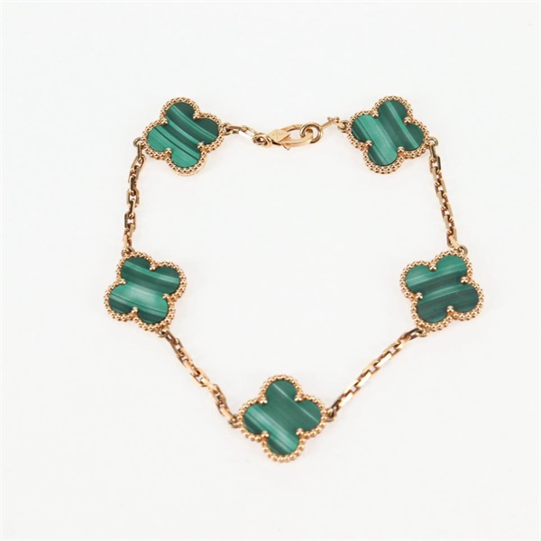 Van Cleef & Arpels ヴィンテージ アルハンブラ 5モチーフ ブレスレット イエローゴールド グリーン 750YG マラカイトの画像3