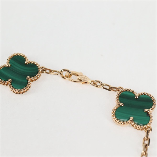 Van Cleef & Arpels ヴィンテージ アルハンブラ 5モチーフ ブレスレット イエローゴールド グリーン 750YG マラカイトの画像2