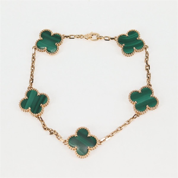 Van Cleef & Arpels ヴィンテージ アルハンブラ 5モチーフ ブレスレット イエローゴールド グリーン 750YG マラカイトの画像3