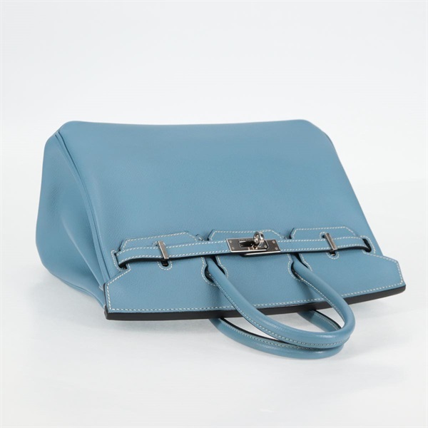 HERMES バーキン 25 2005年 □I ハンドバッグ ブルージーン シルバー ヴォーエプソンの画像4
