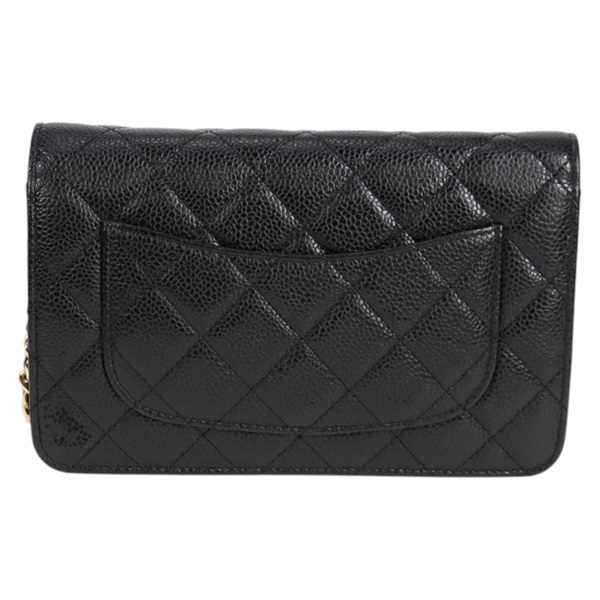 CHANEL マトラッセ マトラッセ チェーンウォレット ショルダーバッグ ブラック ゴールド キャビアスキンの画像1