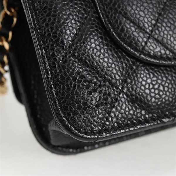 CHANEL マトラッセ マトラッセ チェーンウォレット ショルダーバッグ ブラック ゴールド キャビアスキンの画像2