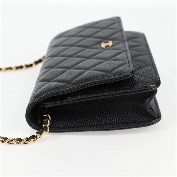 CHANEL マトラッセ マトラッセ チェーンウォレット ショルダーバッグ ブラック ゴールド キャビアスキンの画像3