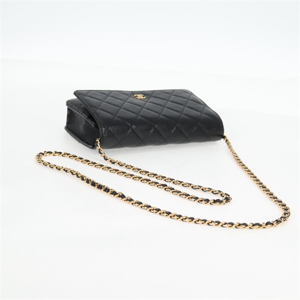 CHANEL マトラッセ マトラッセ チェーンウォレット ショルダーバッグ ブラック ゴールド キャビアスキンの画像5
