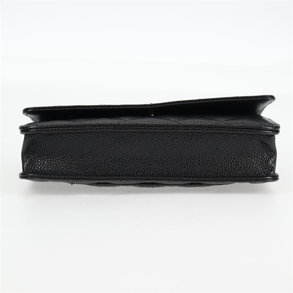 CHANEL マトラッセ マトラッセ チェーンウォレット ショルダーバッグ ブラック ゴールド キャビアスキンの画像6