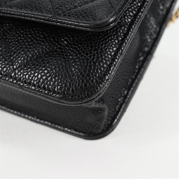 CHANEL マトラッセ マトラッセ チェーンウォレット ショルダーバッグ ブラック ゴールド キャビアスキンの画像7