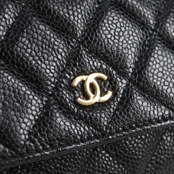CHANEL マトラッセ マトラッセ チェーンウォレット ショルダーバッグ ブラック ゴールド キャビアスキンの画像8