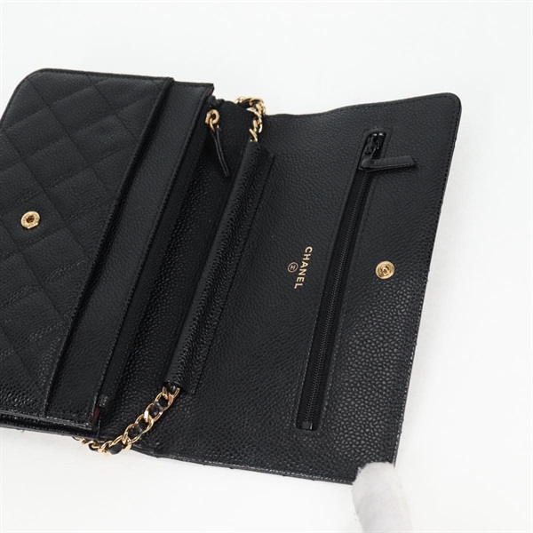 CHANEL マトラッセ マトラッセ チェーンウォレット ショルダーバッグ ブラック ゴールド キャビアスキンの画像9