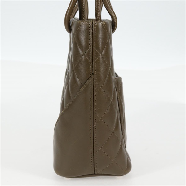 CHANEL カンボン スモールトート 2004年 トートバッグ カーキグリーン ベージュ ラムスキンの画像2