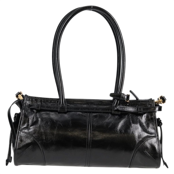 PRADA ボニーミディアム トートバッグ ブラック ゴールド レザーの画像1