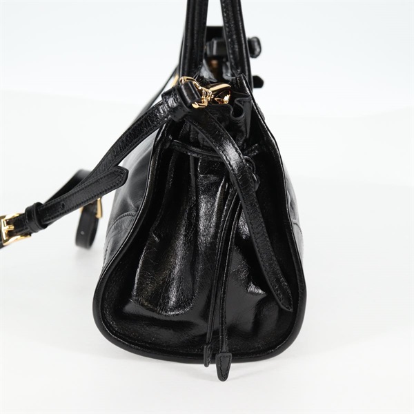 PRADA ボニーミディアム トートバッグ ブラック ゴールド レザーの画像2