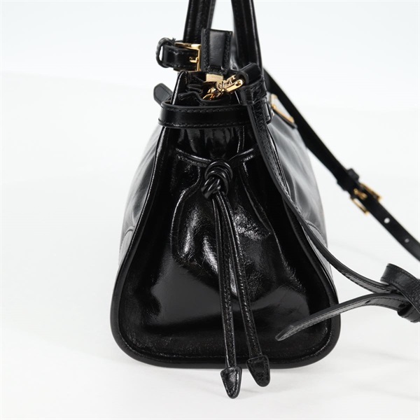 PRADA ボニーミディアム トートバッグ ブラック ゴールド レザーの画像3