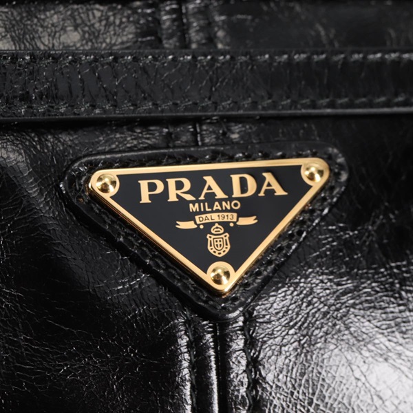 PRADA ボニーミディアム トートバッグ ブラック ゴールド レザーの画像7